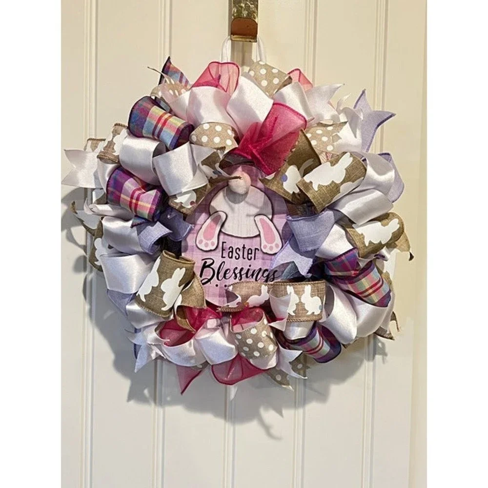 13” Easter Ribbon Wreath 